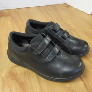 DREW Lotus Adjustable Black Leather Shoes Sz 10 Wide Casual Walking Sneakers NEW